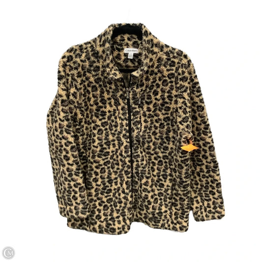 Jacket Faux Fur & Sherpa By Calvin Klein In Animal Print, Size: Xl