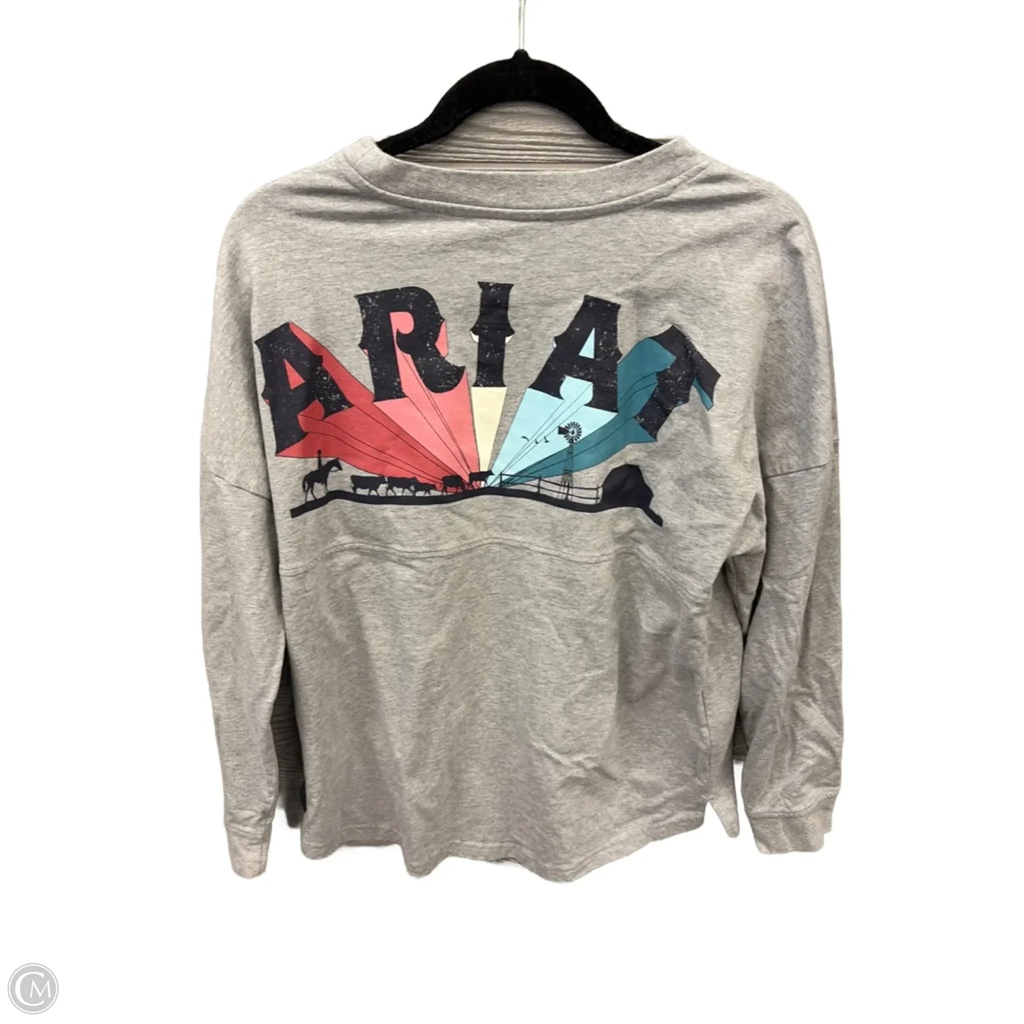 Top Long Sleeve By Ariat In Grey, Size: M