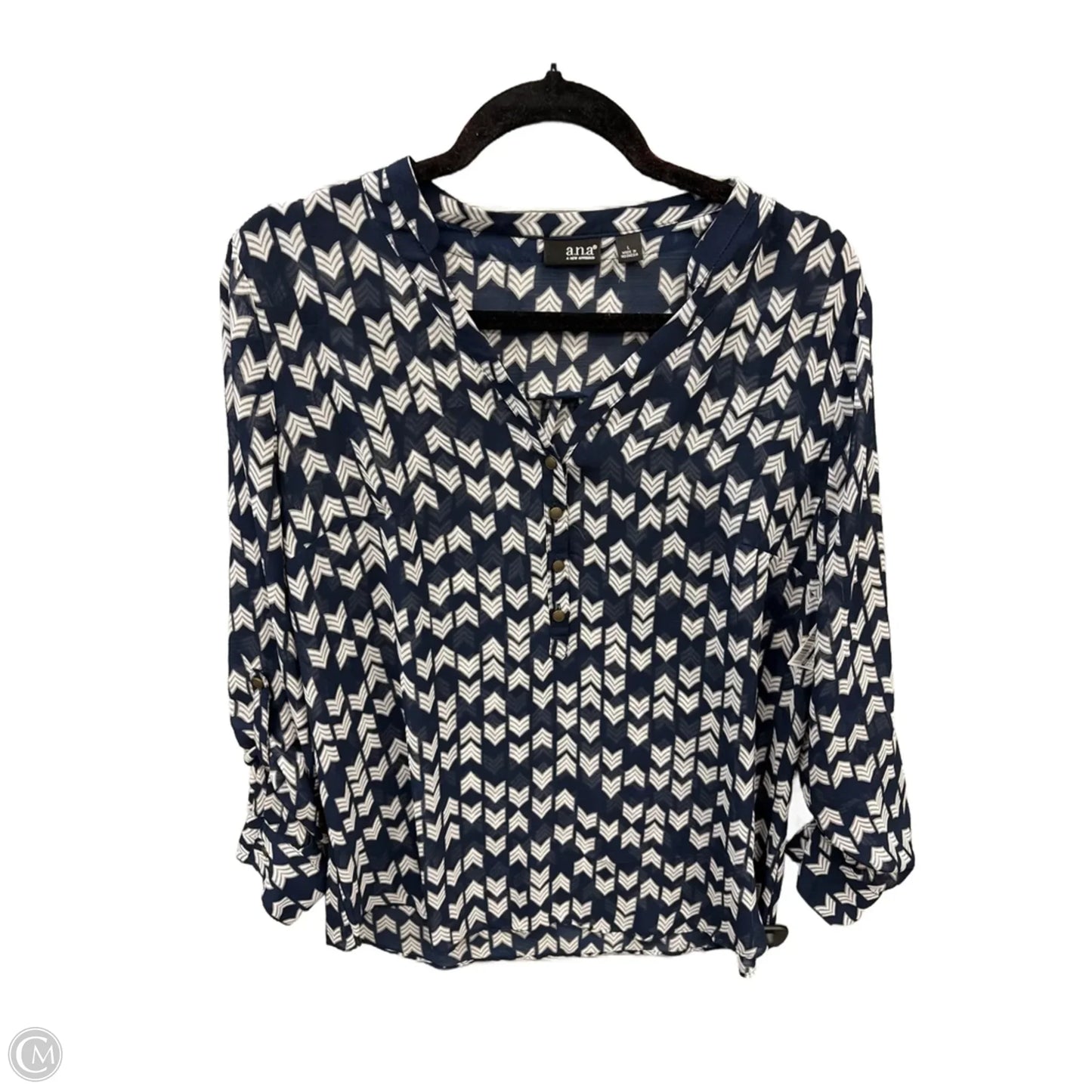 Blouse 3/4 Sleeve By Ana In Blue, Size: L