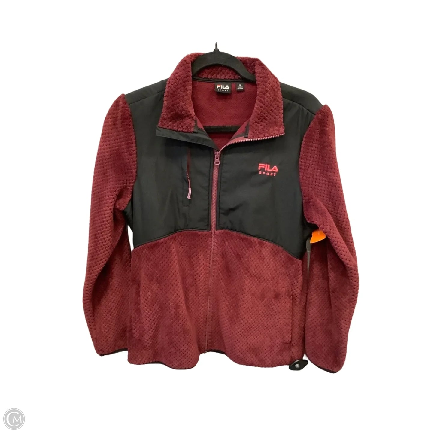 Jacket Fleece By Fila In Black & Red, Size: M
