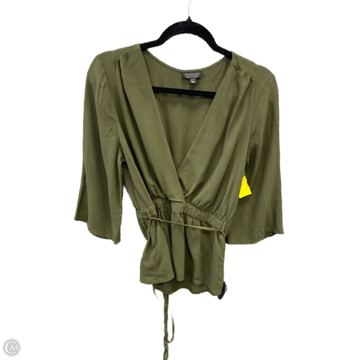 Top 3/4 Sleeve By Top Shop In Green, Size: M