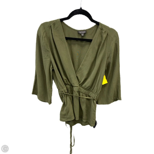 Top 3/4 Sleeve By Top Shop In Green, Size: M
