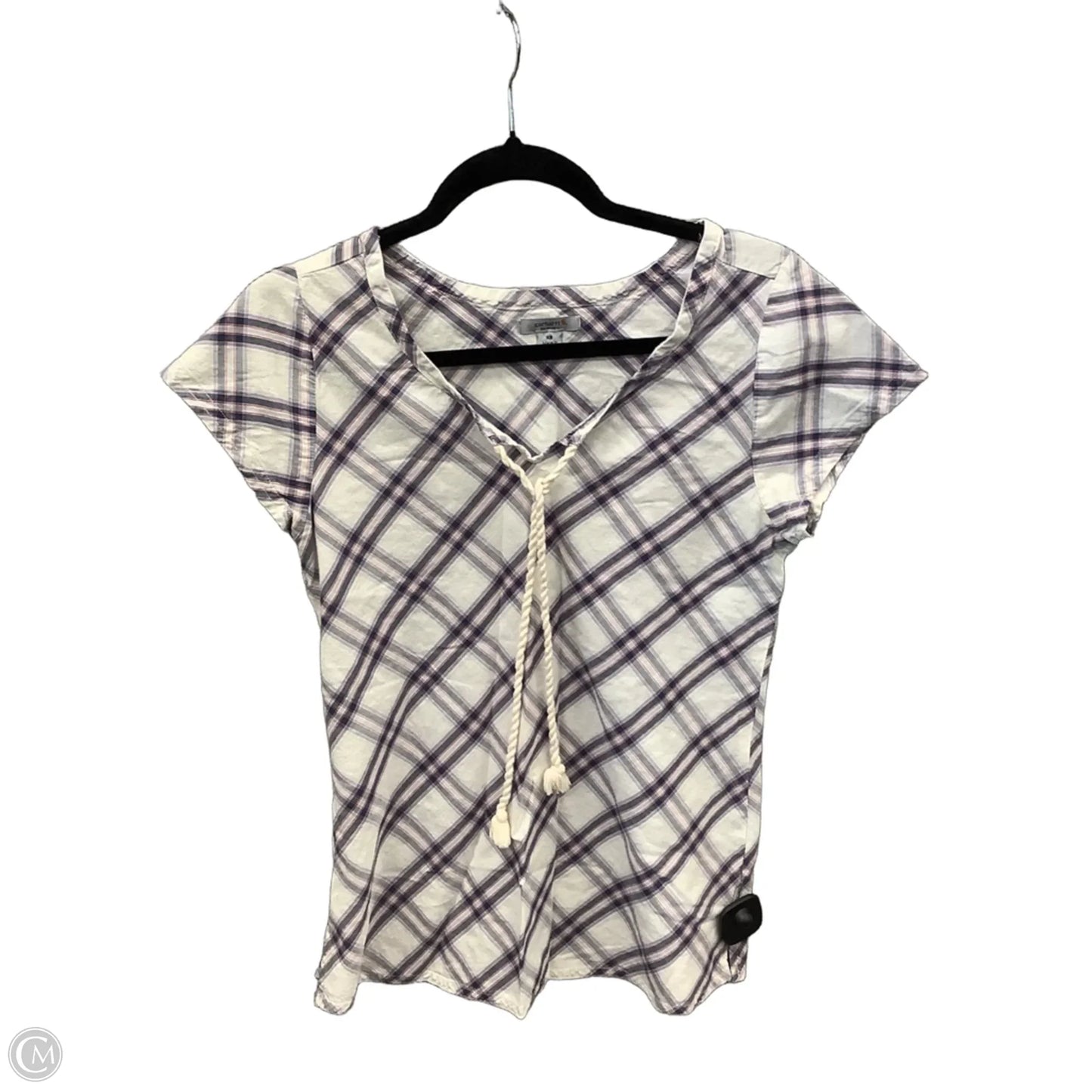 Top Short Sleeve By Carhartt In Plaid Pattern, Size: Xs