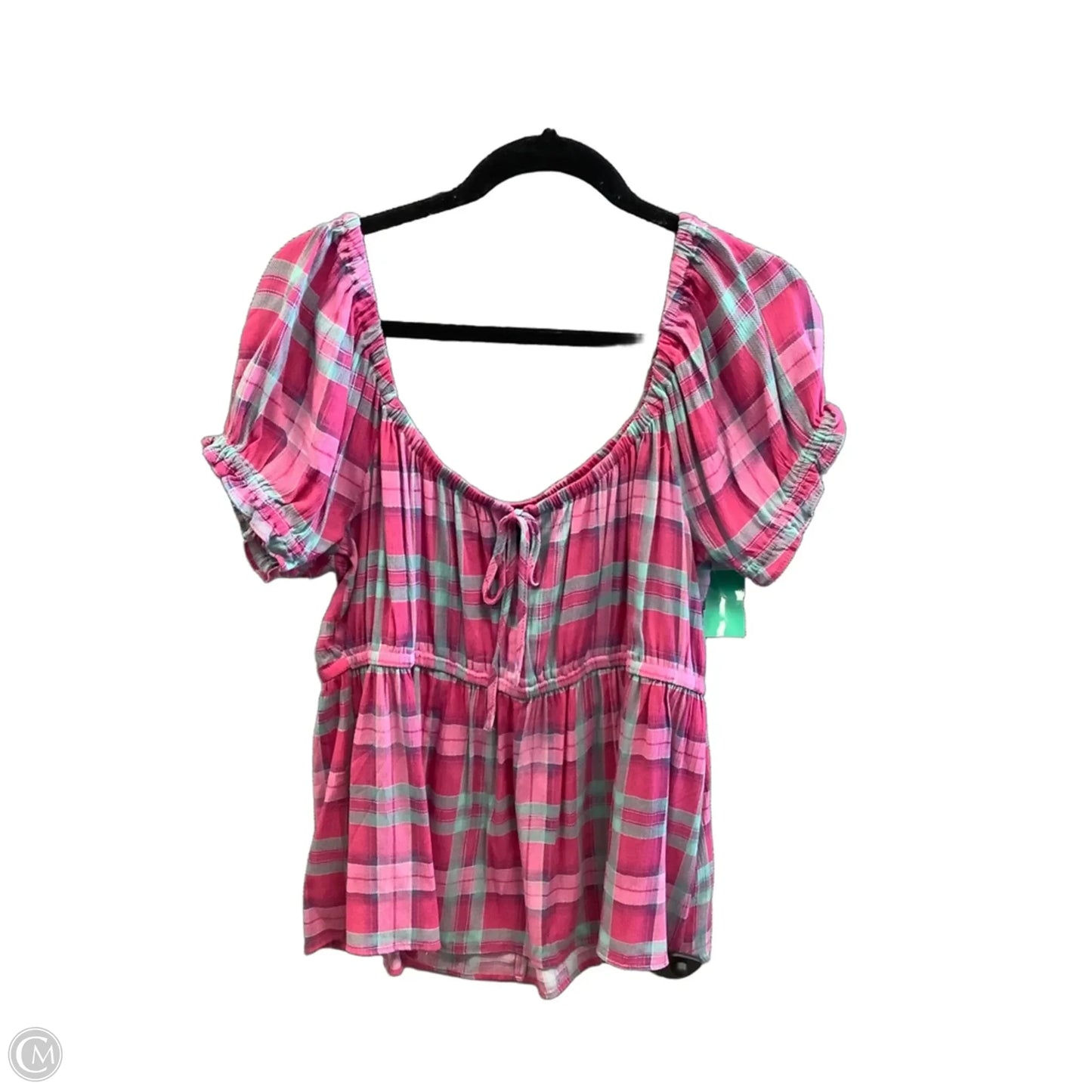 Top Short Sleeve By Torrid In Plaid Pattern, Size: L