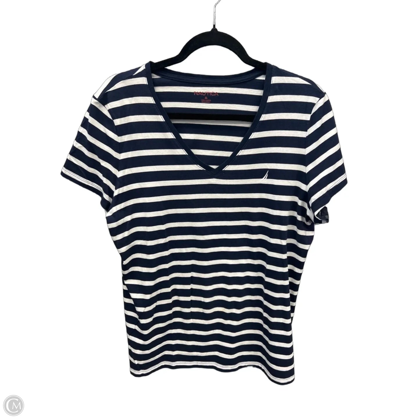 Top Short Sleeve By Nautica In Striped Pattern, Size: Xl