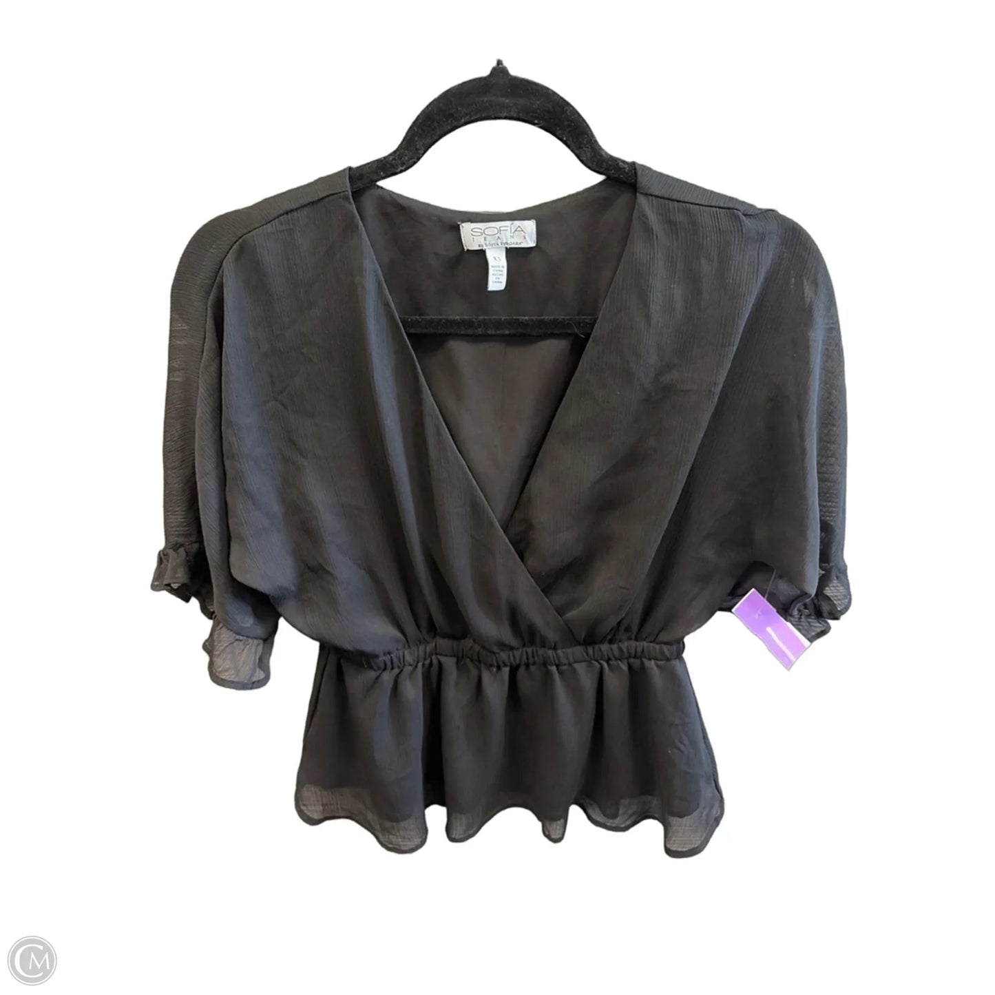 Blouse Short Sleeve By Sofia By Sofia Vergara In Black, Size: Xs