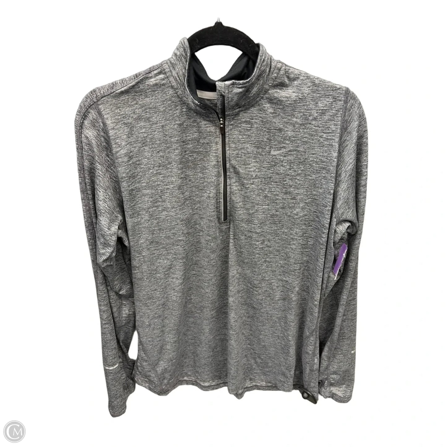 Athletic Top Long Sleeve Collar By Nike In Grey, Size: Xl