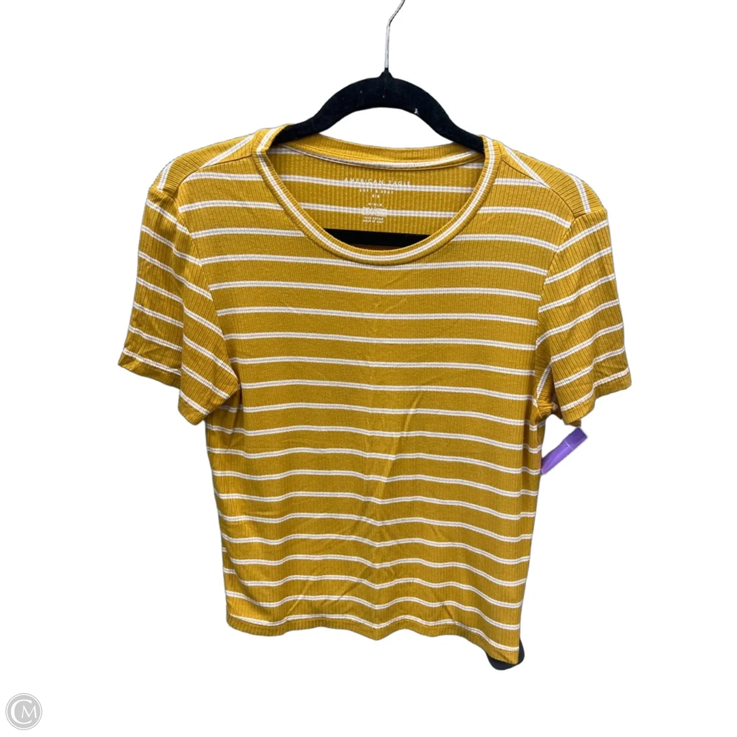 Top Short Sleeve By American Eagle In Striped Pattern, Size: M