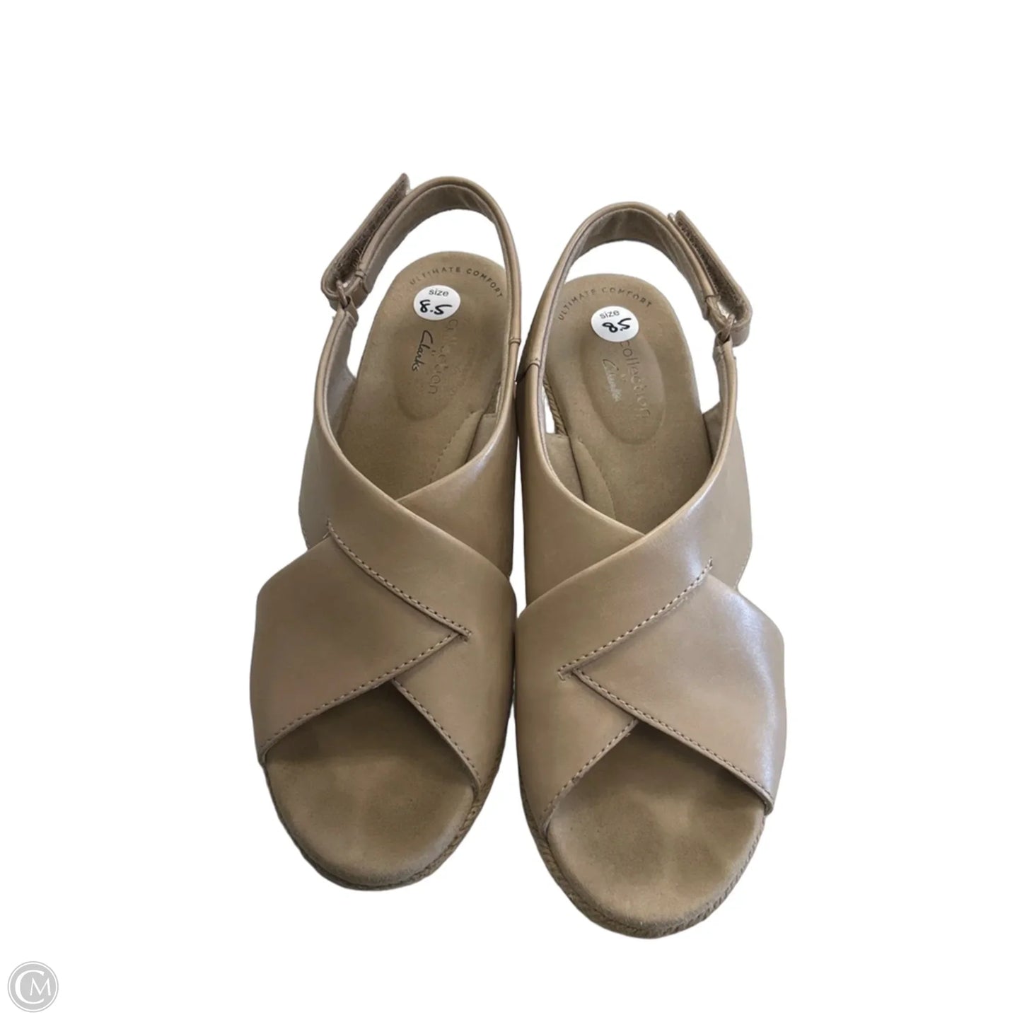 Sandals Heels Wedge By Clarks In Cream, Size: 8.5
