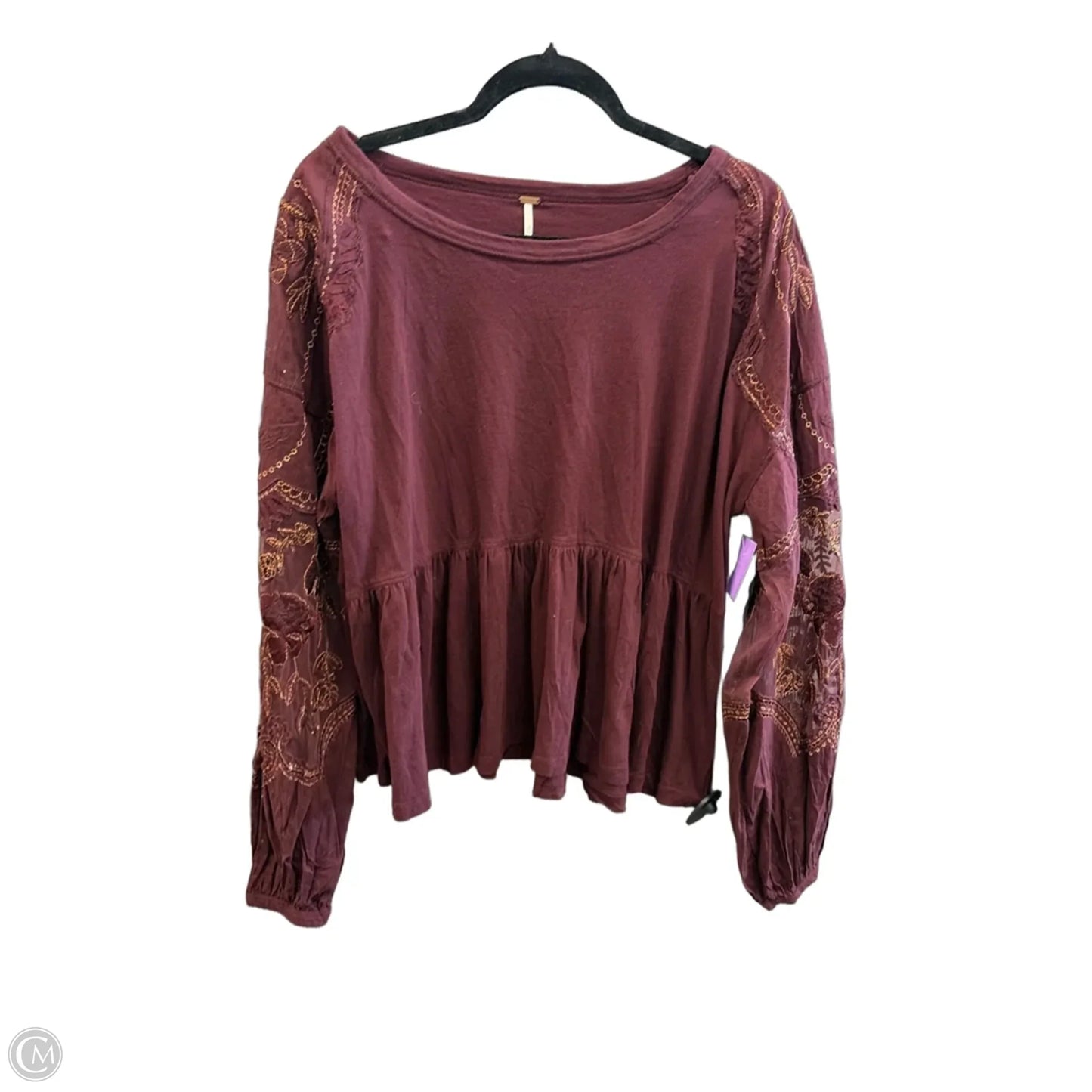 Top Long Sleeve By Free People In Maroon, Size: M