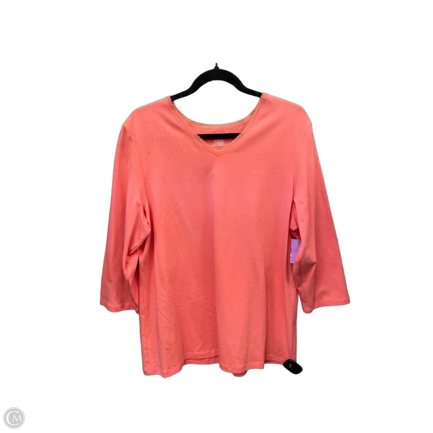 Top 3/4 Sleeve Basic By Christopher And Banks In Orange, Size: Xl