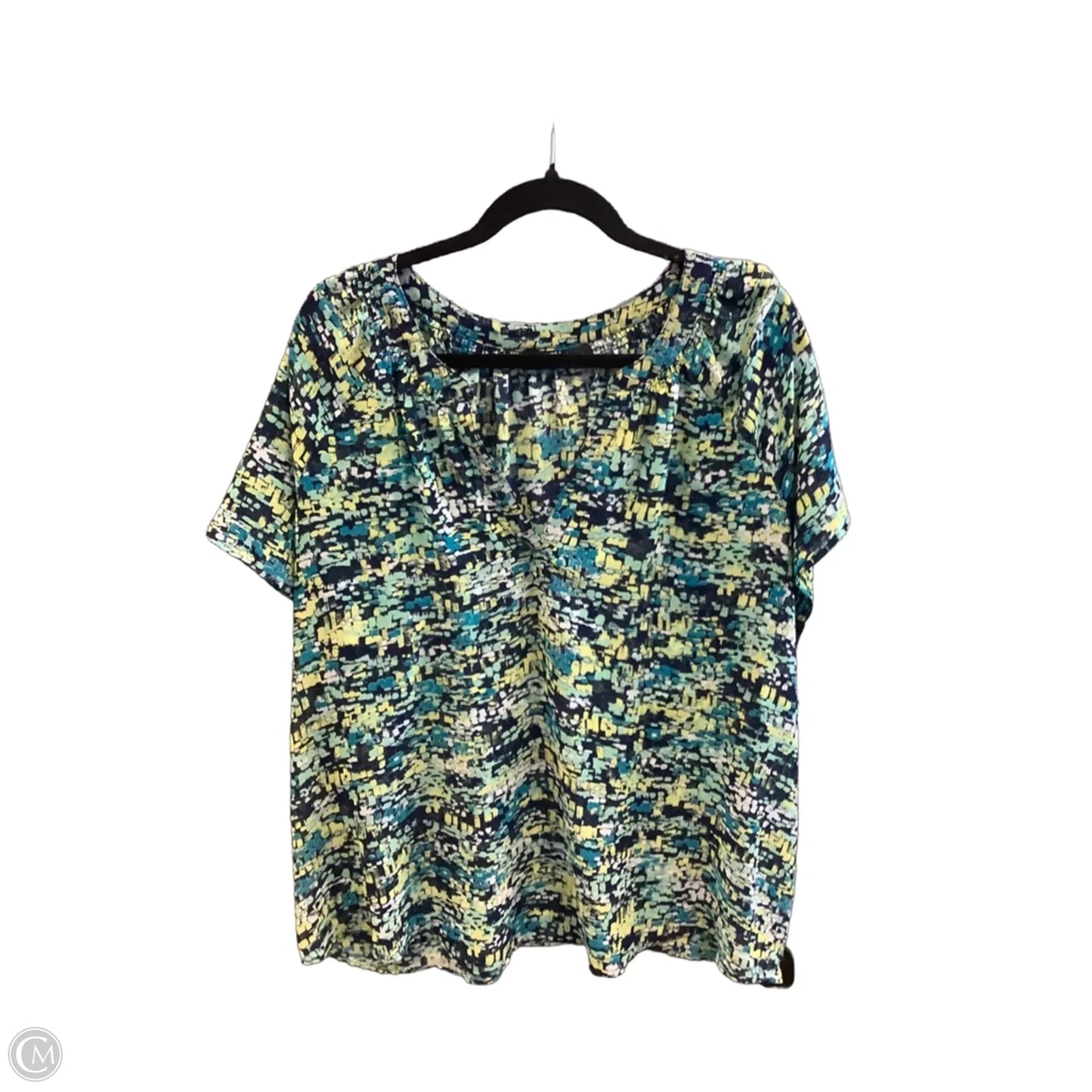 Blouse Short Sleeve By Ana In Blue & Green, Size: 2x