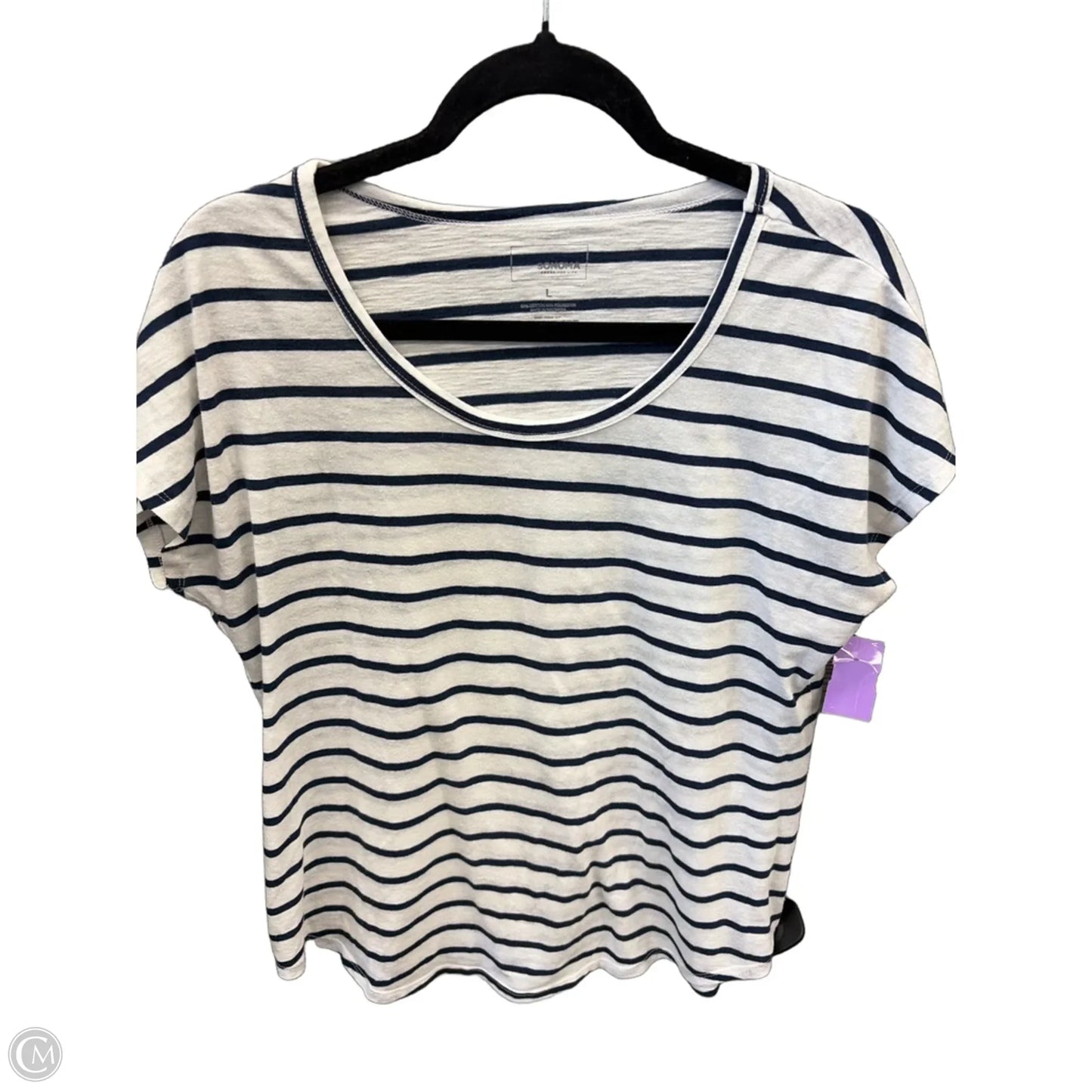 Top Short Sleeve By Sonoma In Striped Pattern, Size: L