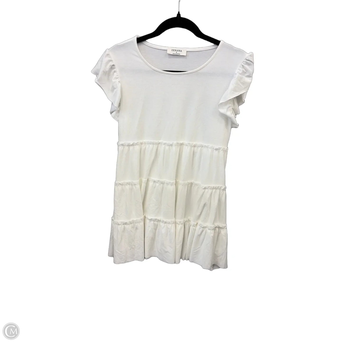 Tunic Short Sleeve By Zenana In White, Size: S