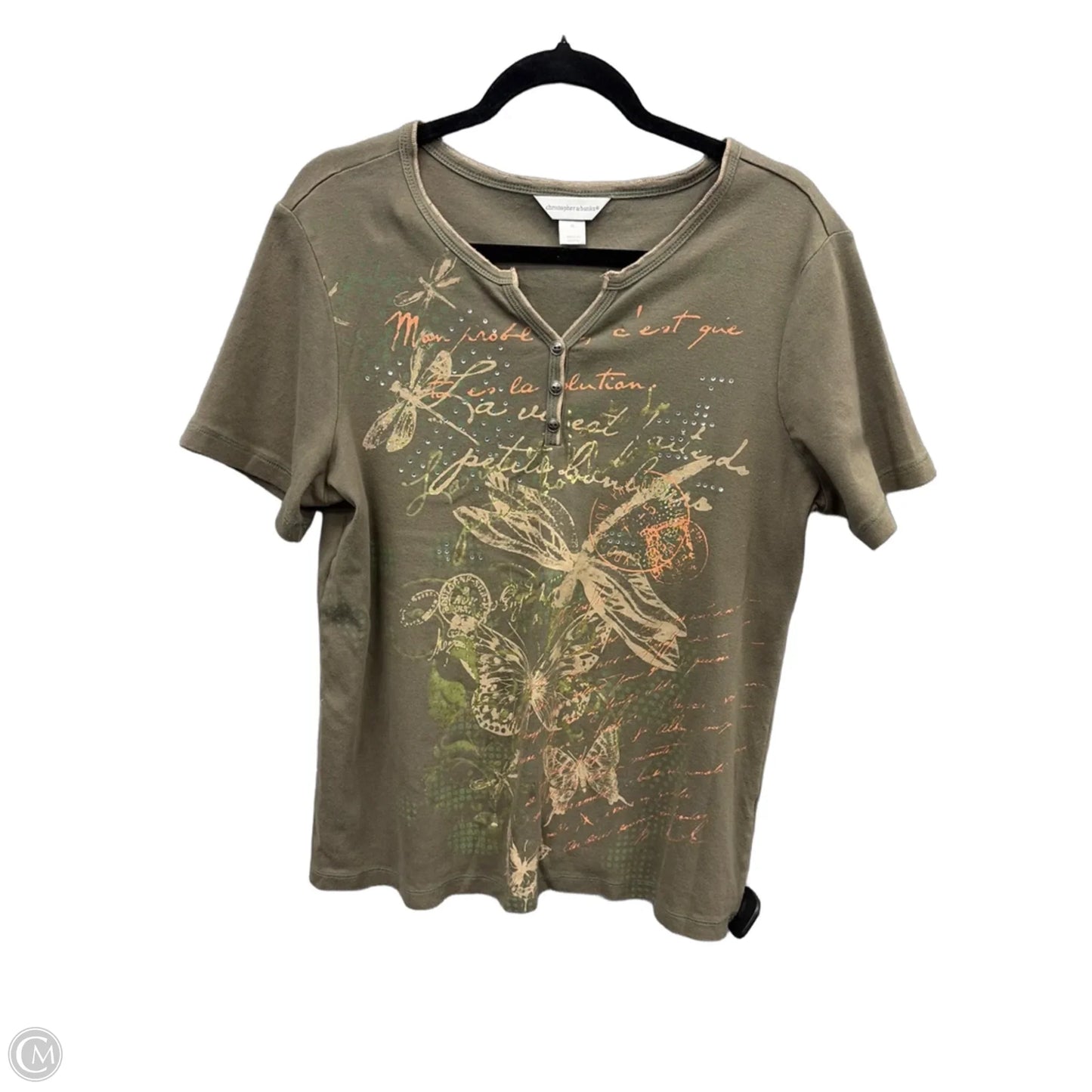 Top Short Sleeve By Christopher And Banks In Green, Size: Xl