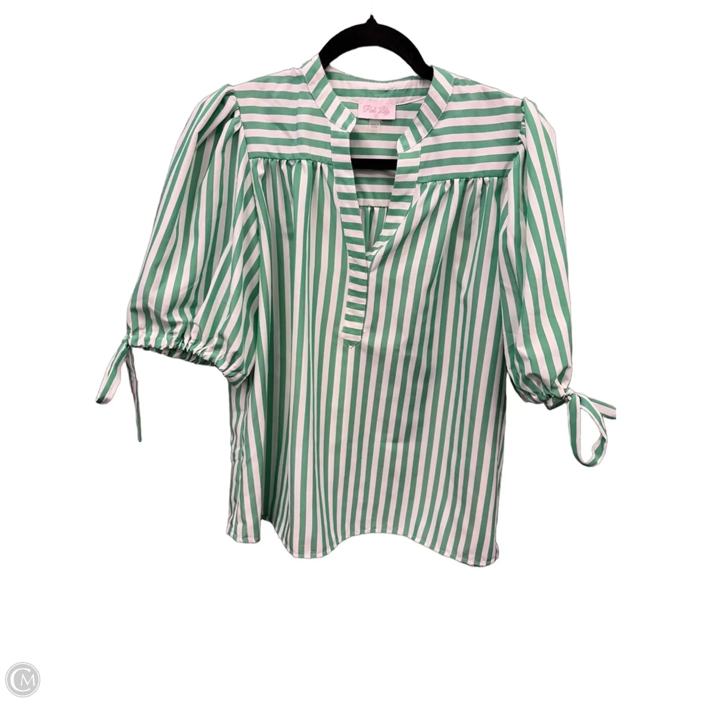 Top Short Sleeve By Pink Lily In Striped Pattern, Size: S