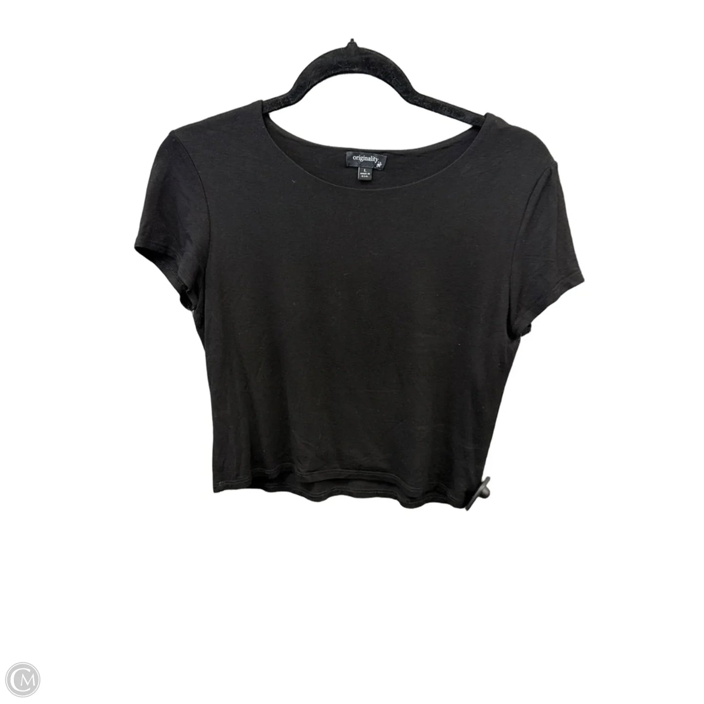 Top Short Sleeve Basic By Originality In Black, Size: L