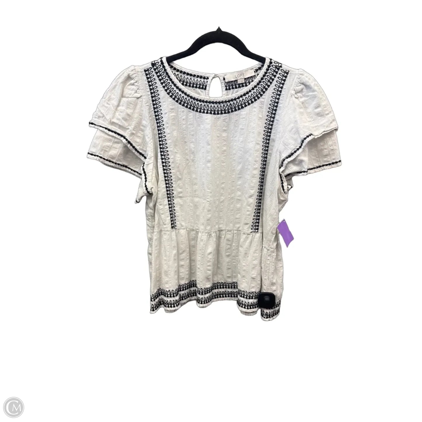 Top Short Sleeve By Loft In White, Size: L