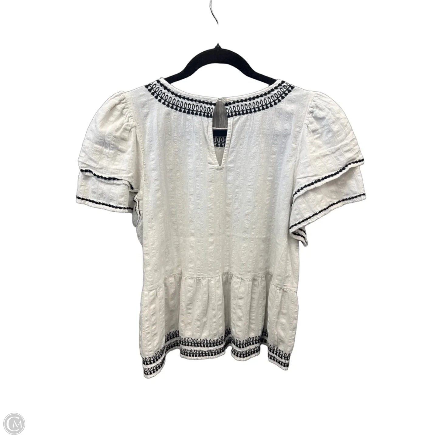 Top Short Sleeve By Loft In White, Size: L