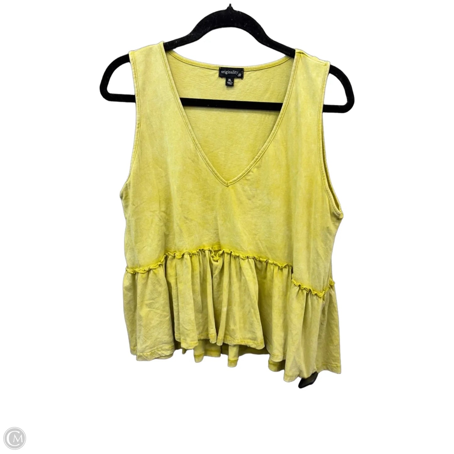 Top Sleeveless By Originality In Yellow, Size: Xl