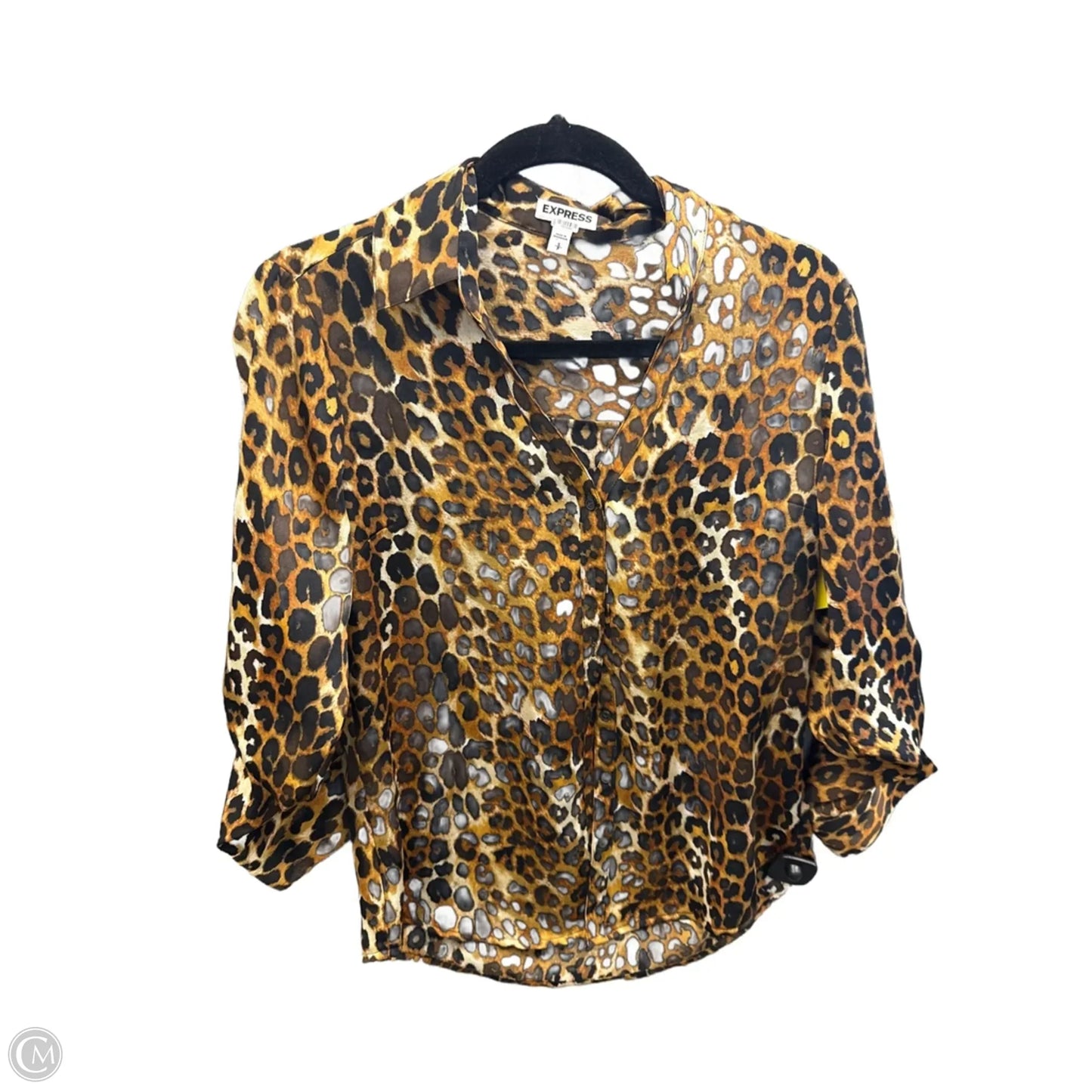 Top 3/4 Sleeve By Express In Animal Print, Size: Sp