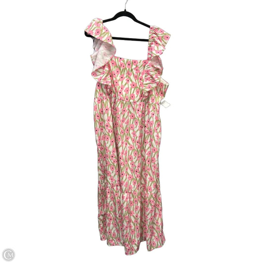 Dress Casual Maxi By Clothes Mentor In Pink & White, Size: 2x