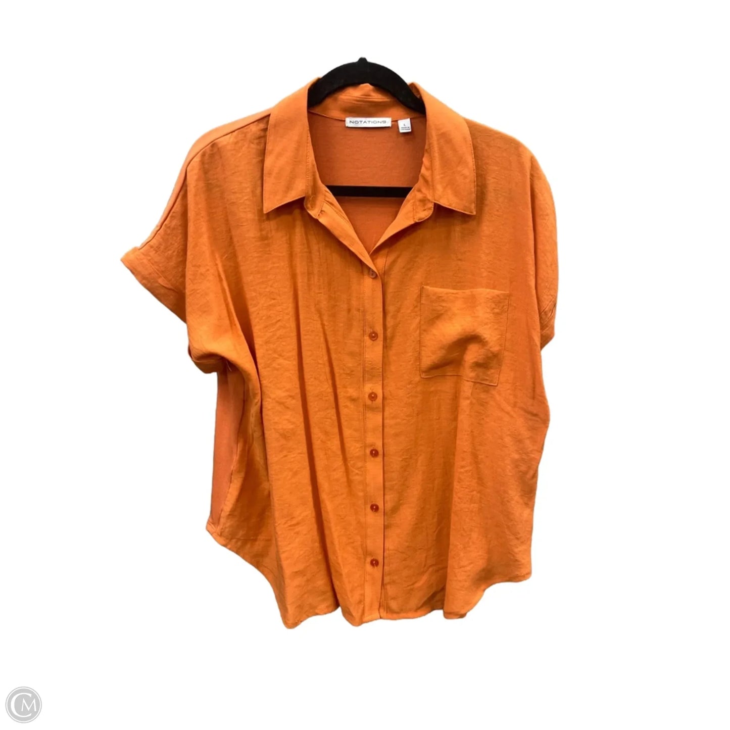 Top Short Sleeve By Notations In Orange, Size: L