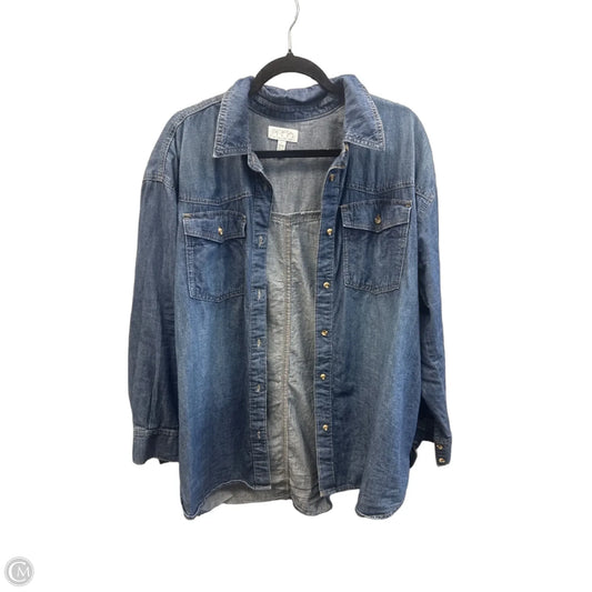 Top Long Sleeve By Sofia By Sofia Vergara In Blue Denim, Size: L