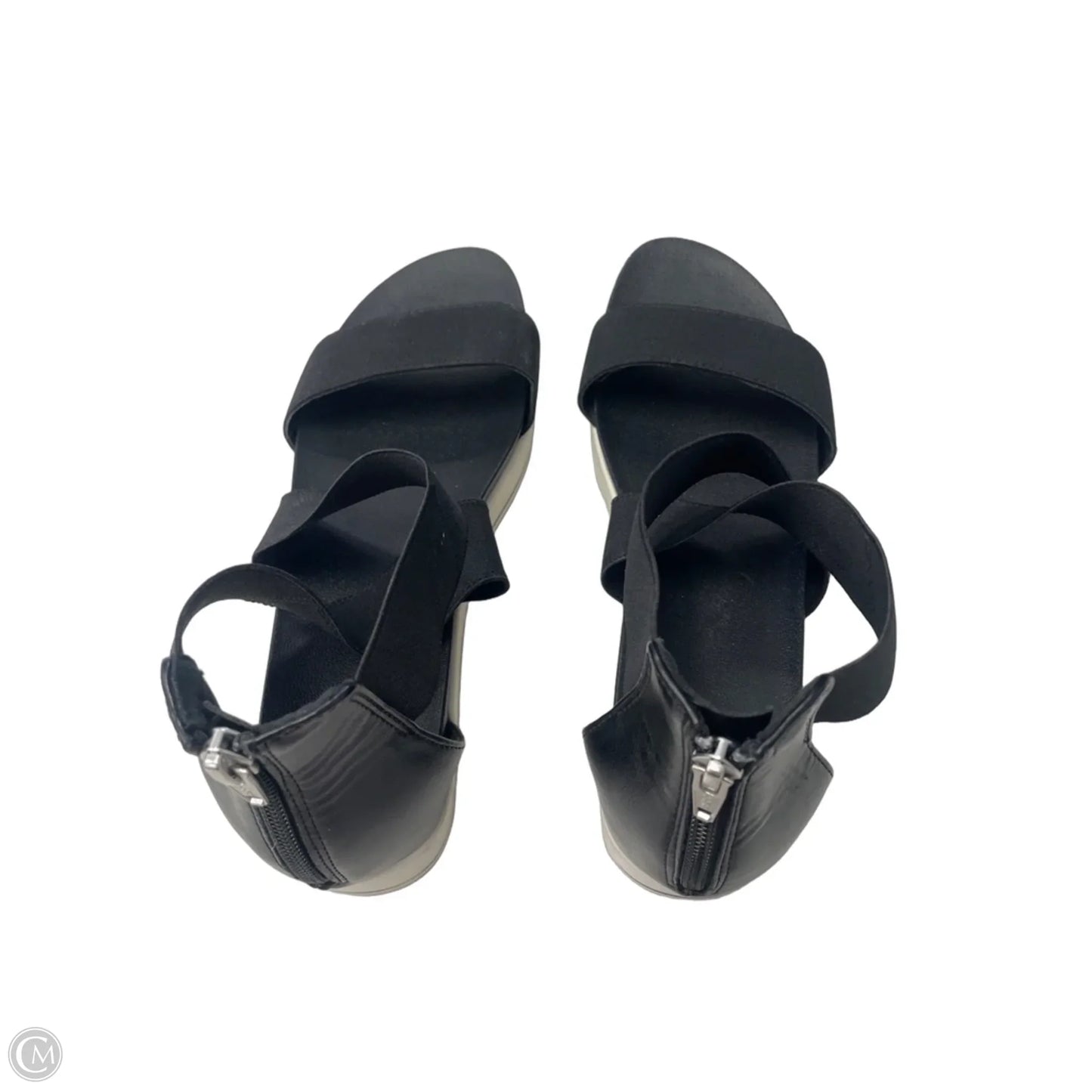 Sandals Heels Wedge By Time And Tru In Black & White, Size: 8.5