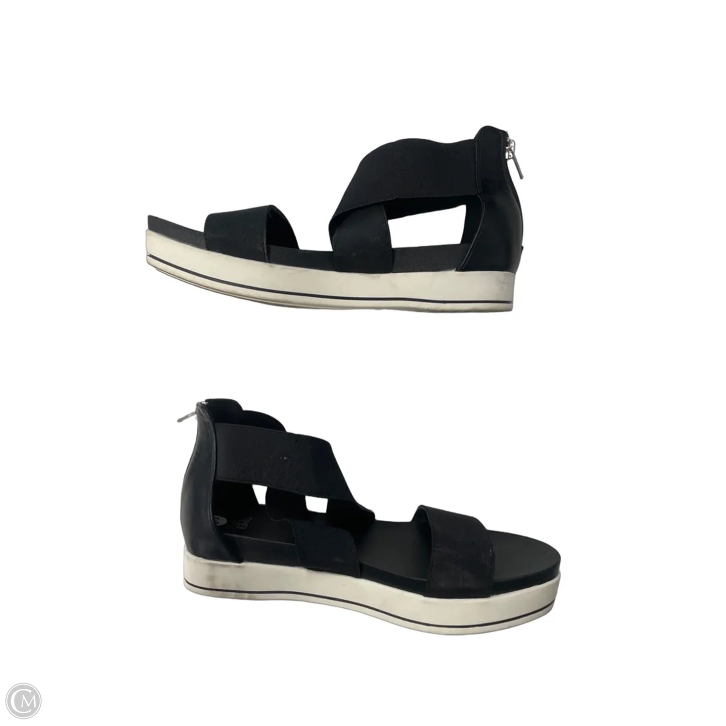 Sandals Heels Wedge By Time And Tru In Black & White, Size: 8.5