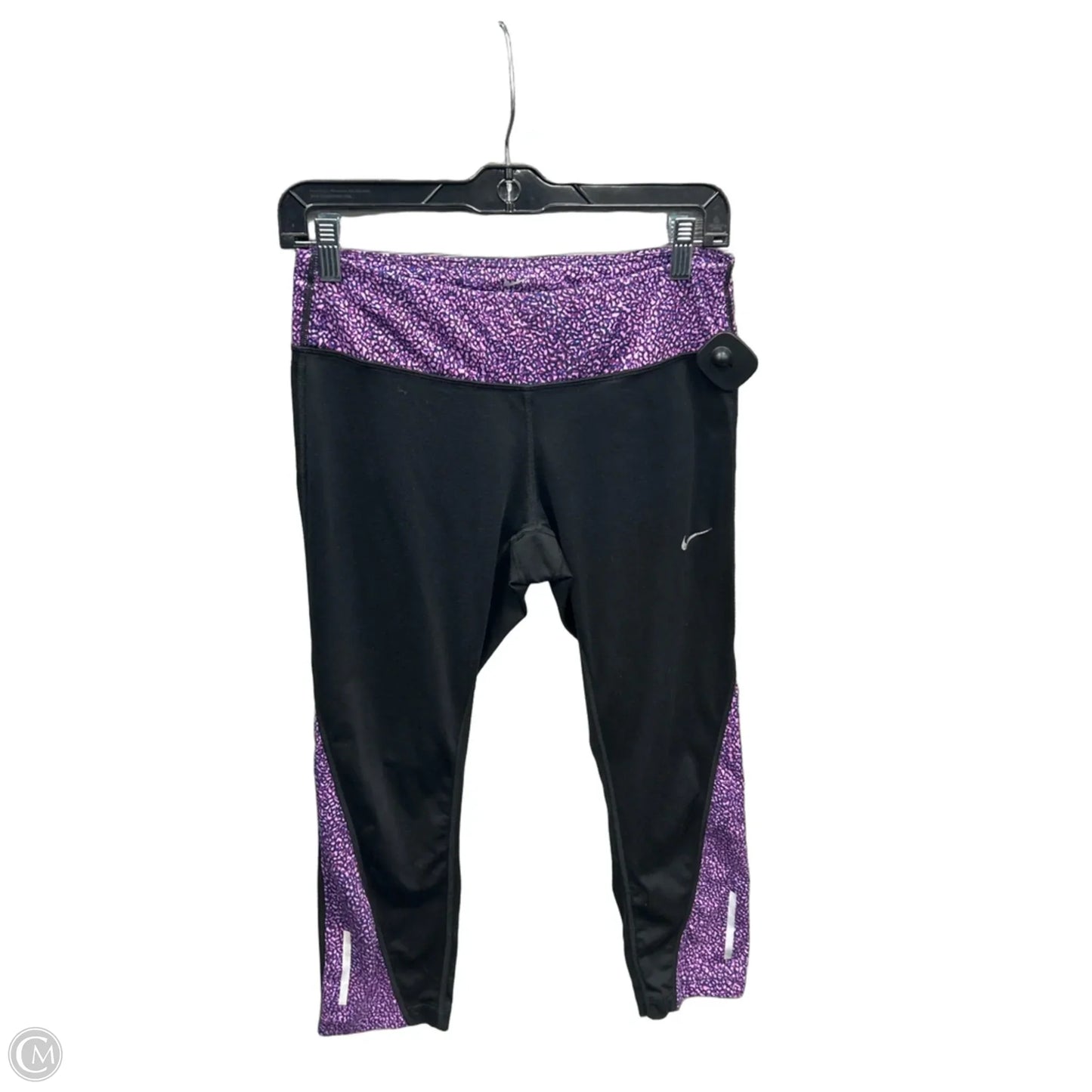 Athletic Leggings Capris By Nike In Black & Purple, Size: M