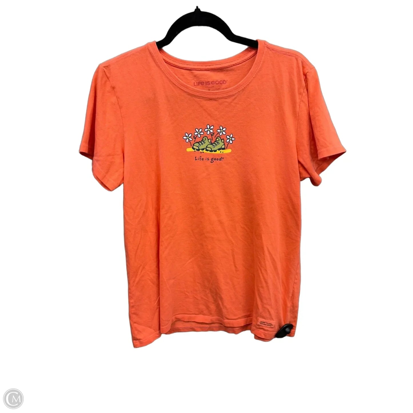 Top Short Sleeve By Life Is Good In Orange, Size: L