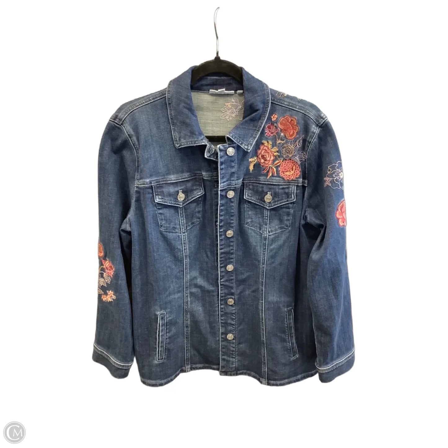 Jacket Denim By Chicos In Blue Denim, Size: L