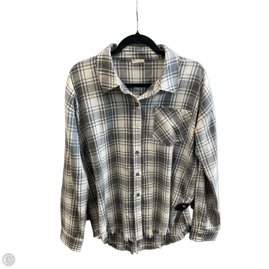 Top Long Sleeve By Hem & Thread In Plaid Pattern, Size: M
