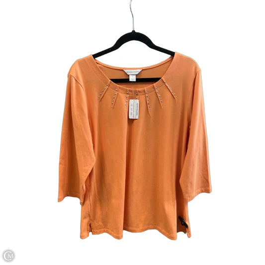 Top 3/4 Sleeve By Christopher And Banks In Orange, Size: Xl