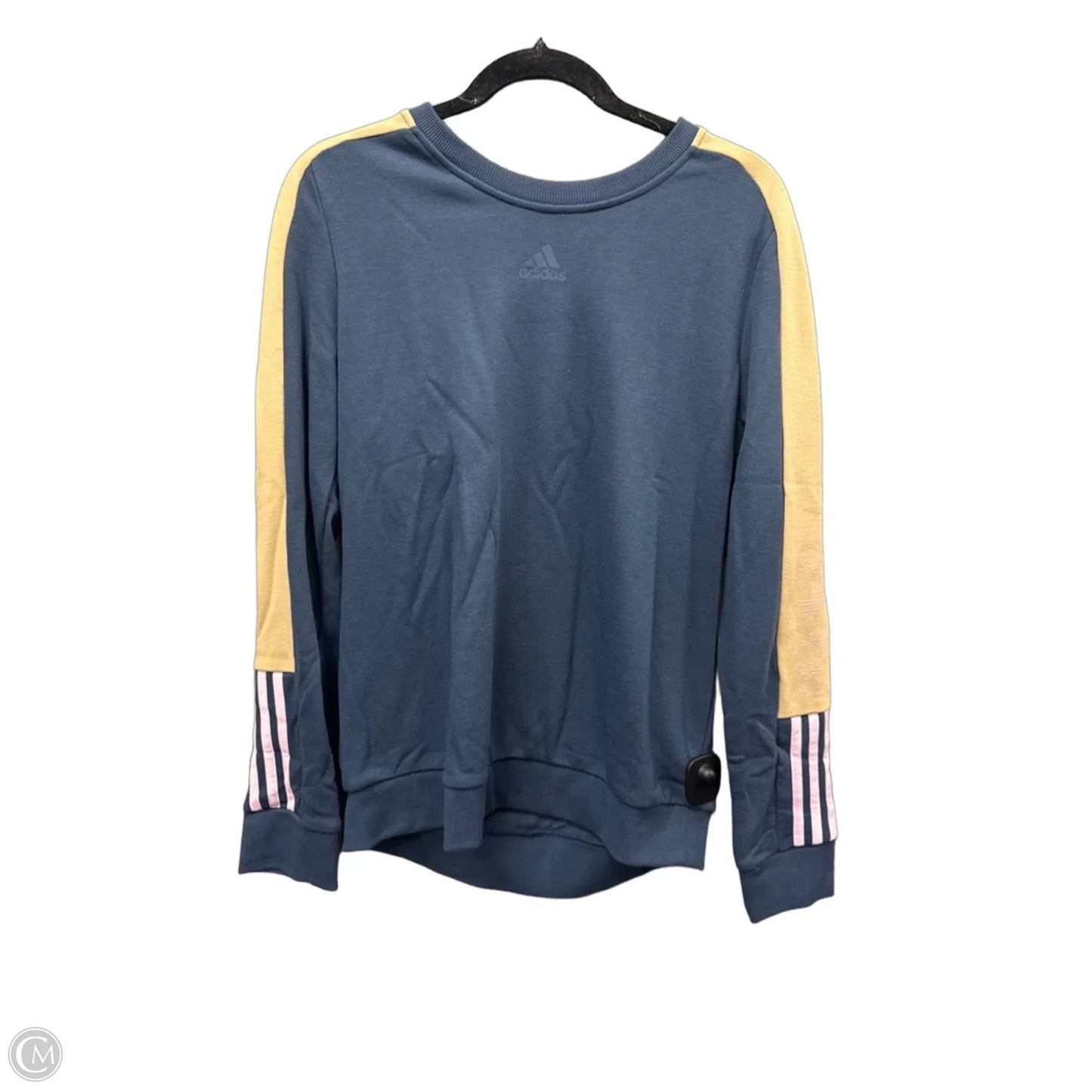 Athletic Sweatshirt Crewneck By Adidas In Blue & Cream, Size: L