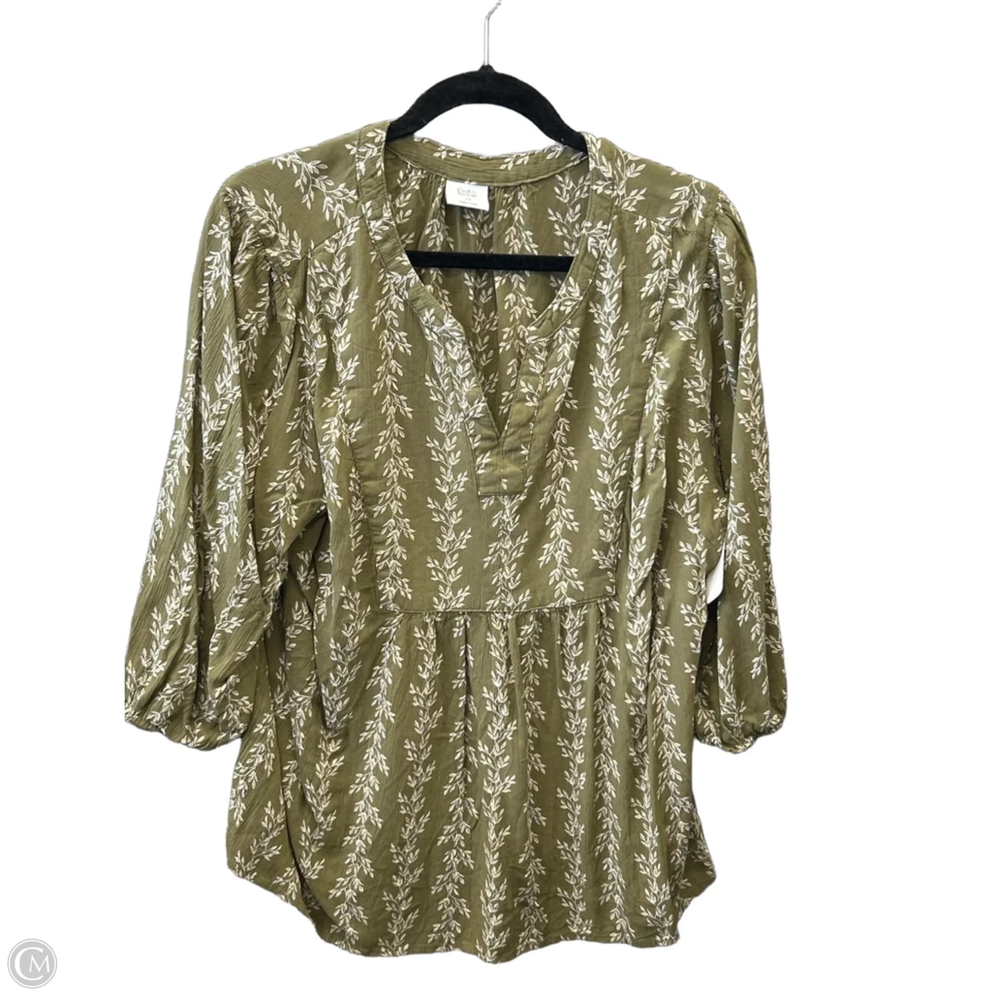 Top 3/4 Sleeve By Croft And Barrow In Green, Size: 1x