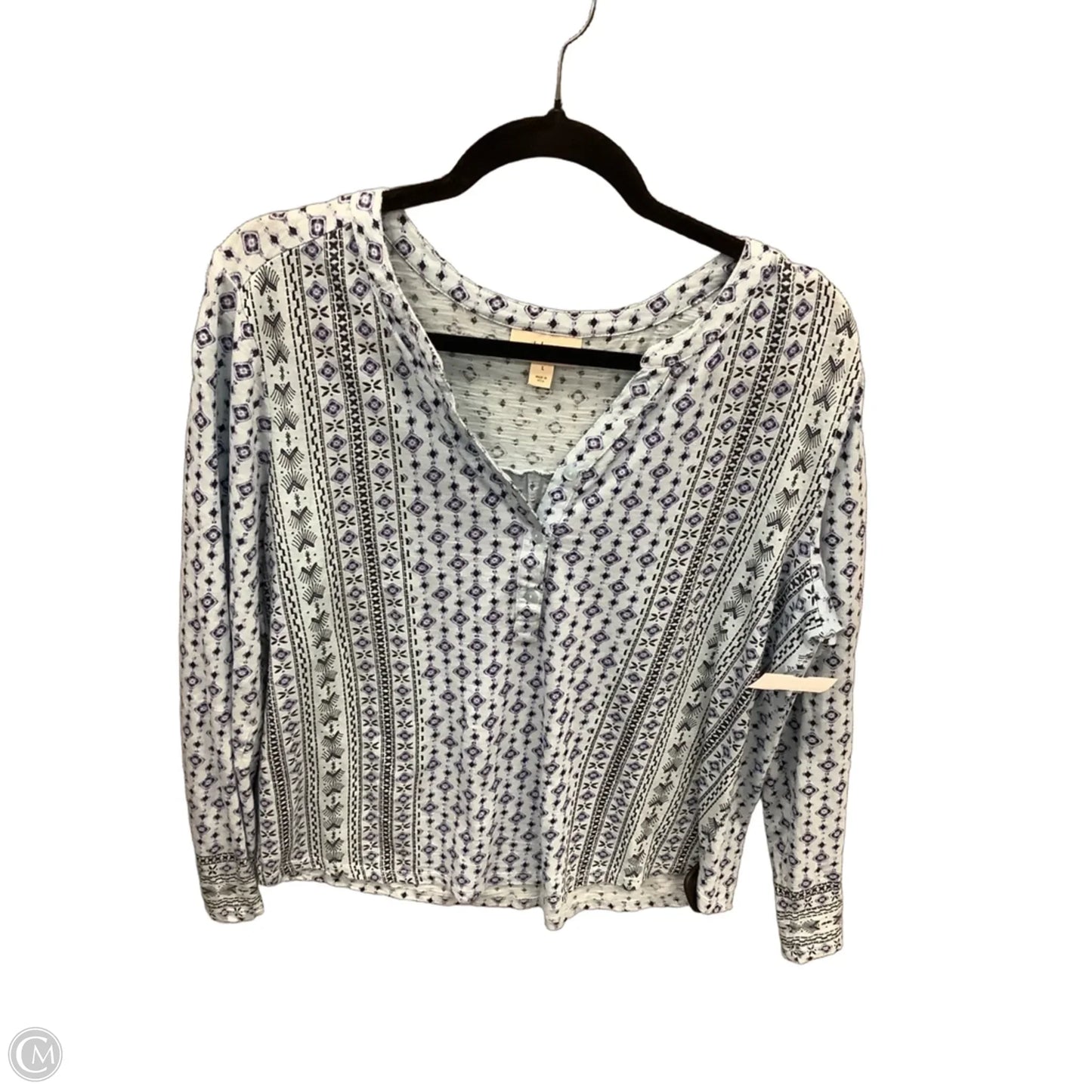 Tunic Long Sleeve By Style And Company In Blue, Size: L