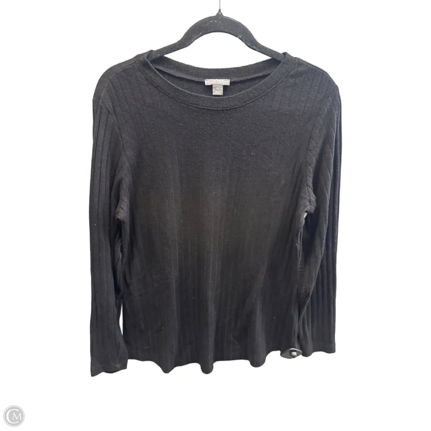 Top Long Sleeve By Falls Creek In Black, Size: 1x
