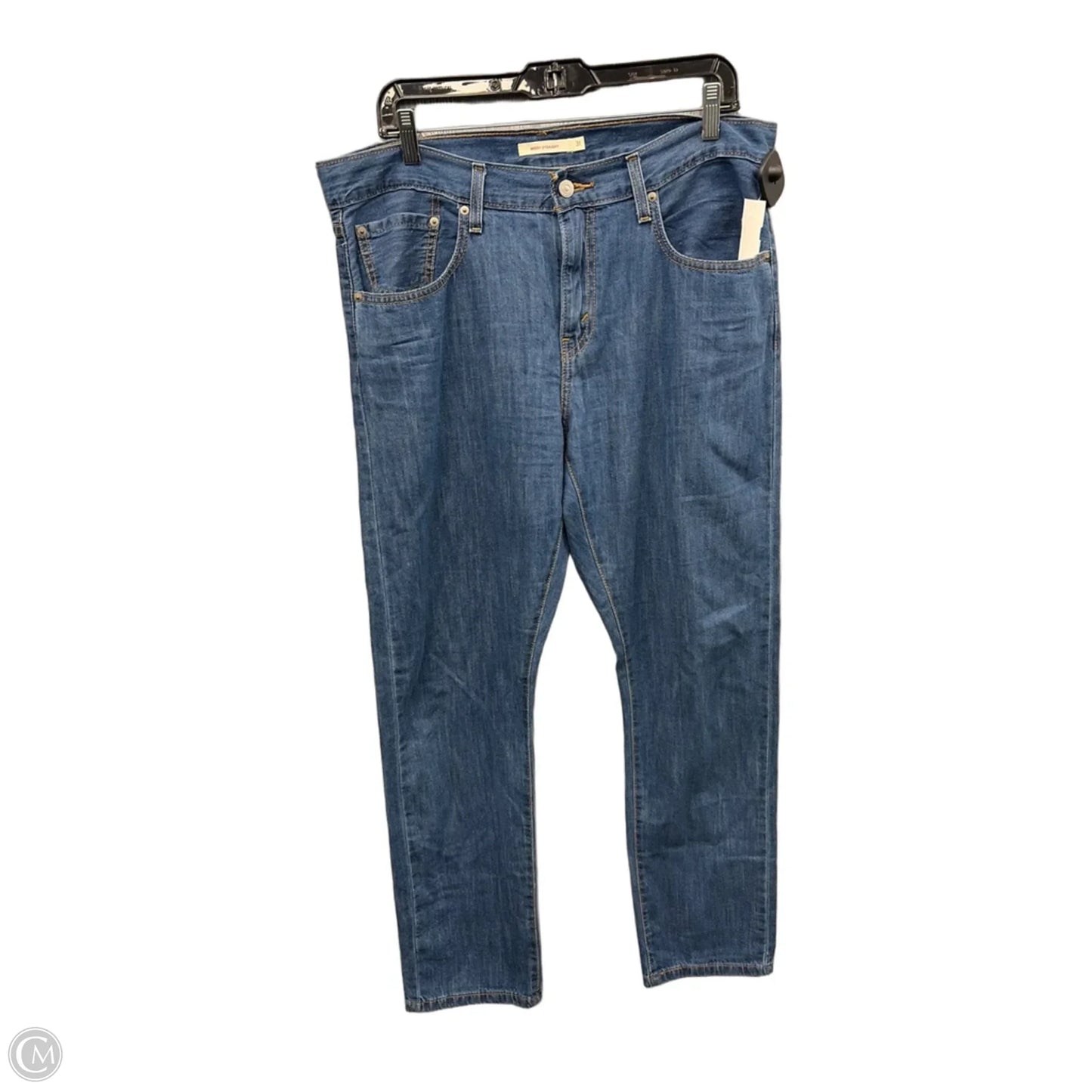 Jeans Straight By Levis In Blue Denim, Size: 12