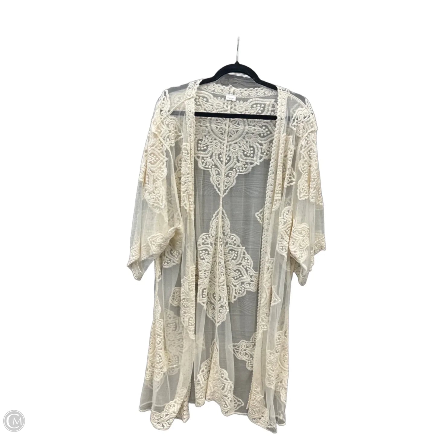 Kimono By Clothes Mentor In Cream, Size: Osfm
