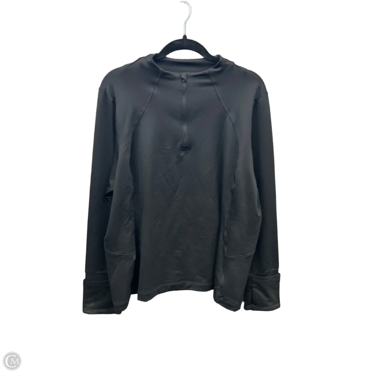 Athletic Top Long Sleeve Collar By Athleta In Black, Size: 2x