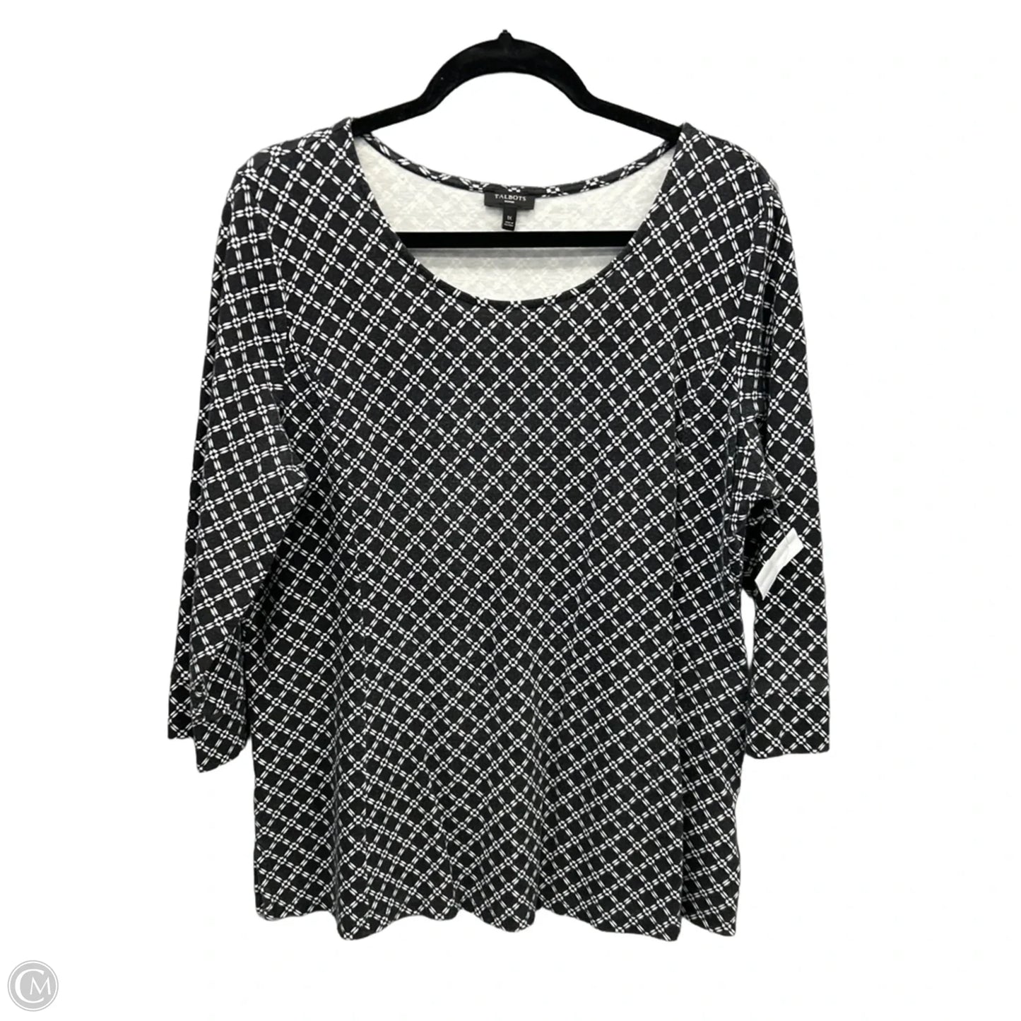Top 3/4 Sleeve By Talbots In Black & White, Size: 1x