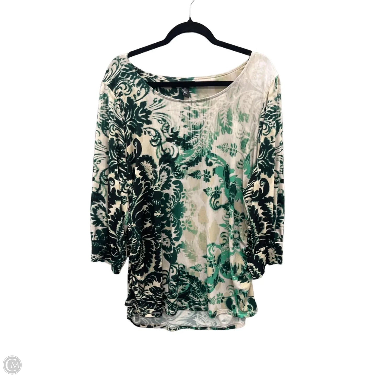 Top 3/4 Sleeve By Alfani In Green, Size: 3x