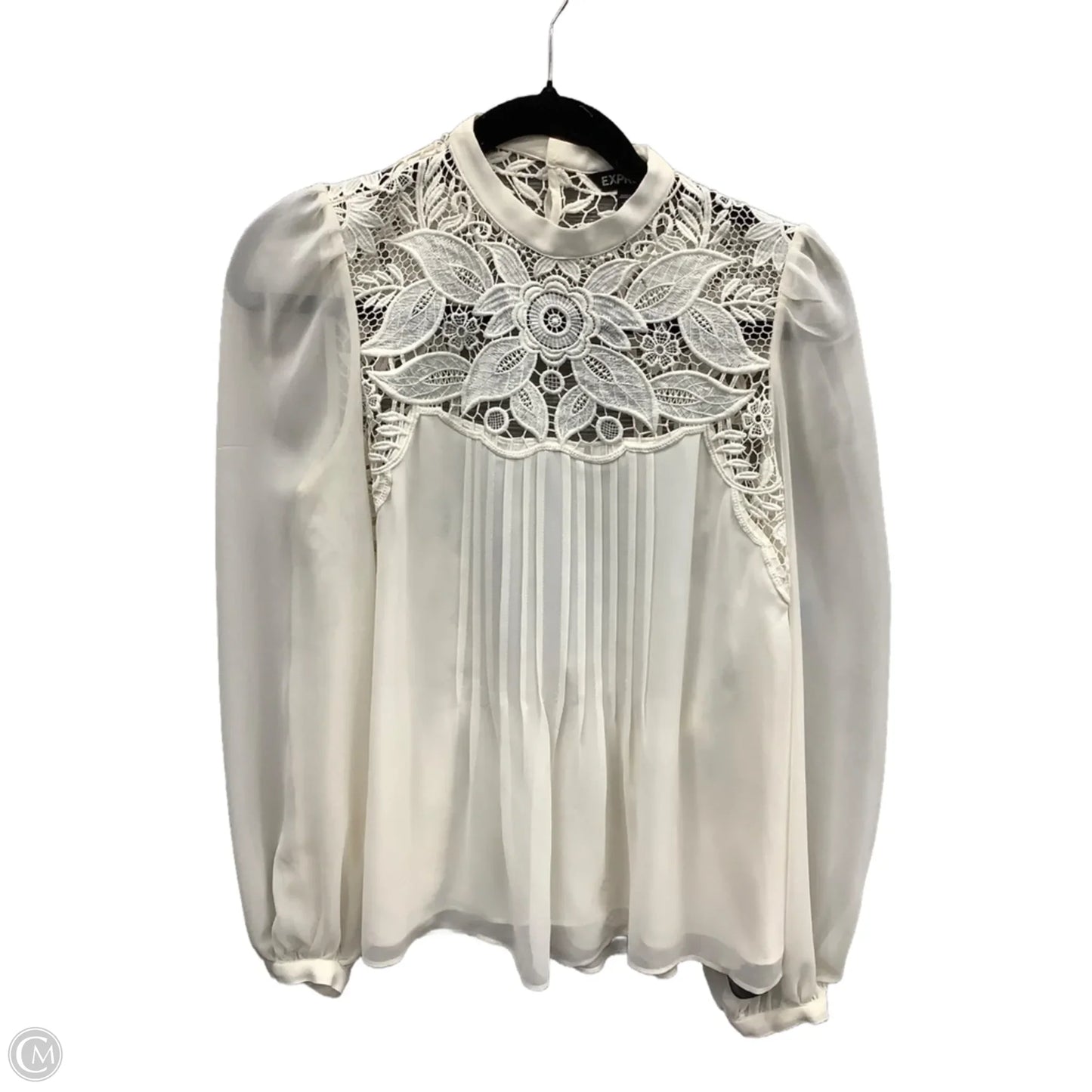 Blouse Long Sleeve By Express In White, Size: S