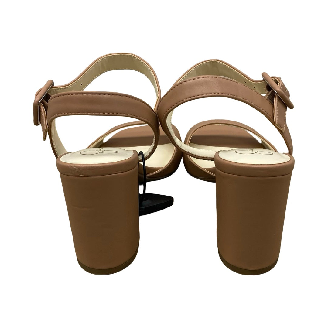 Sandals Heels Block By Jessica Simpson In Brown, Size:8.5