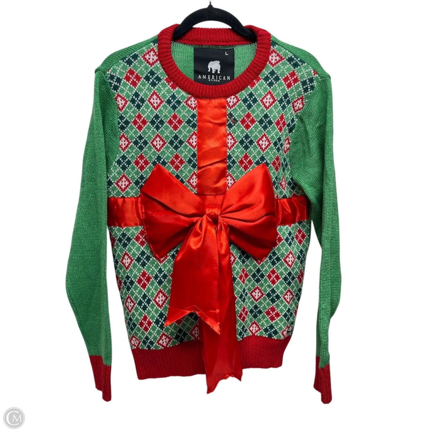 Sweater By Clothes Mentor In Green & Red, Size: L