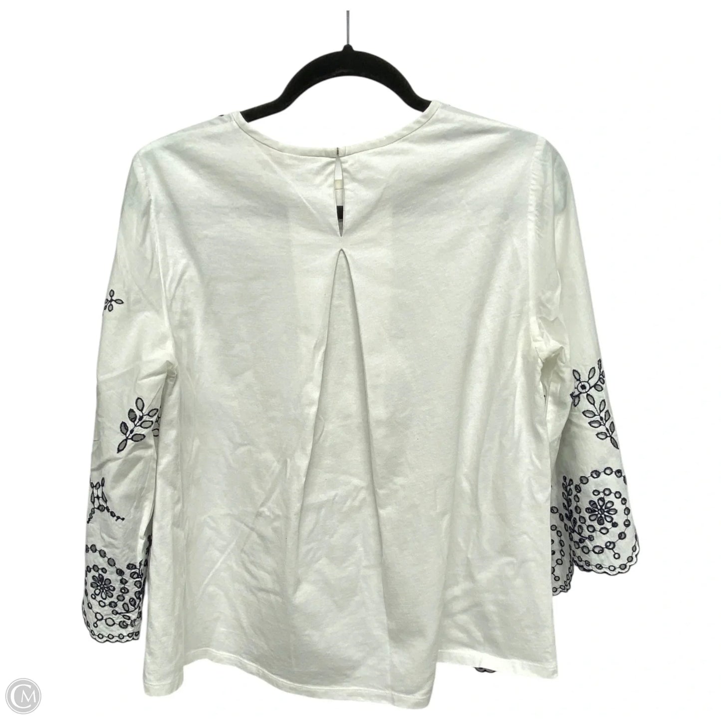 Top 3/4 Sleeve Designer By Tory Burch In Blue & White, Size: Xs