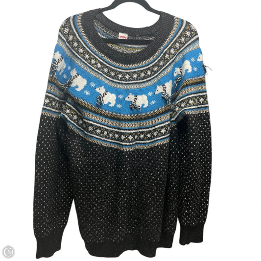 Sweater By Holiday Time In Black & Blue, Size: 1x