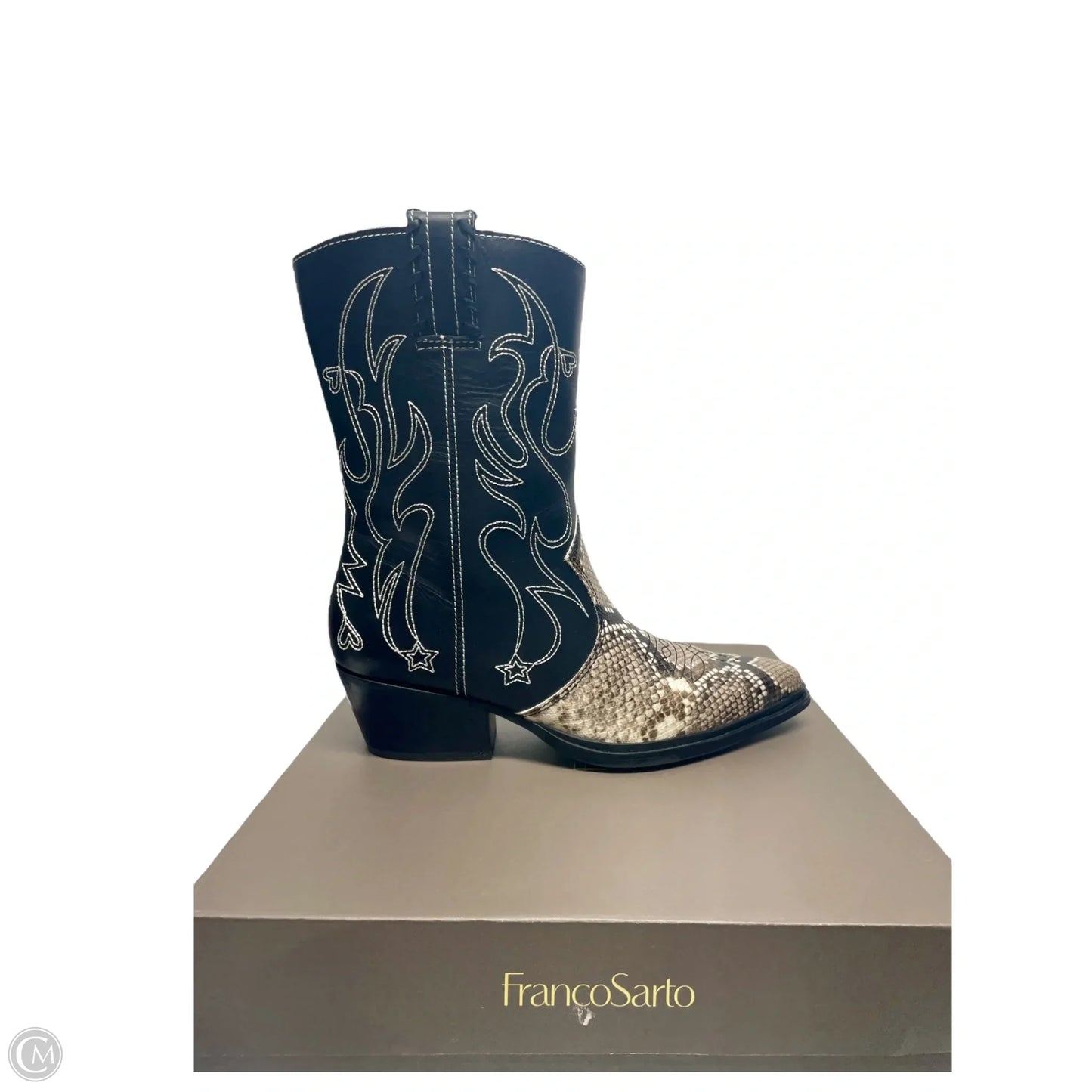 Boots Western By Franco Sarto In Snakeskin Print, Size: 7